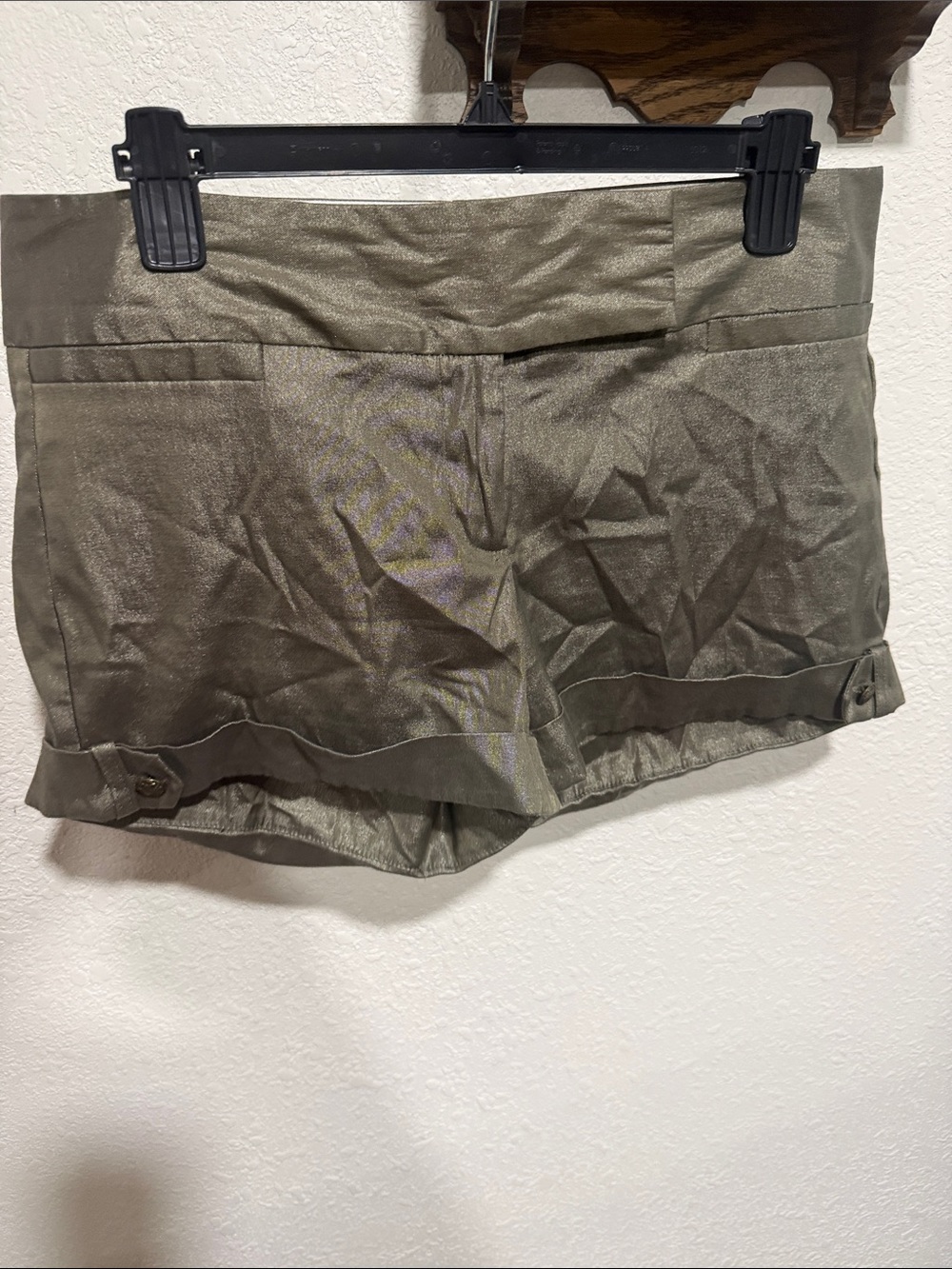 Studio Y Olive Metallic Cuffed Dress Shorts